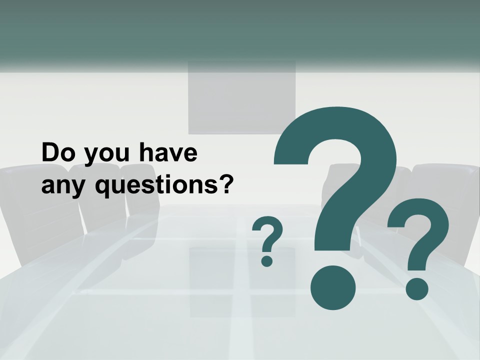 A Glass Conference Table With Black Leather Chairs PowerPoint Template