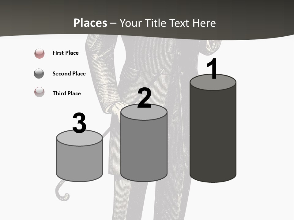 A Man In A Suit And Top Hat Is Holding A Cane PowerPoint Template