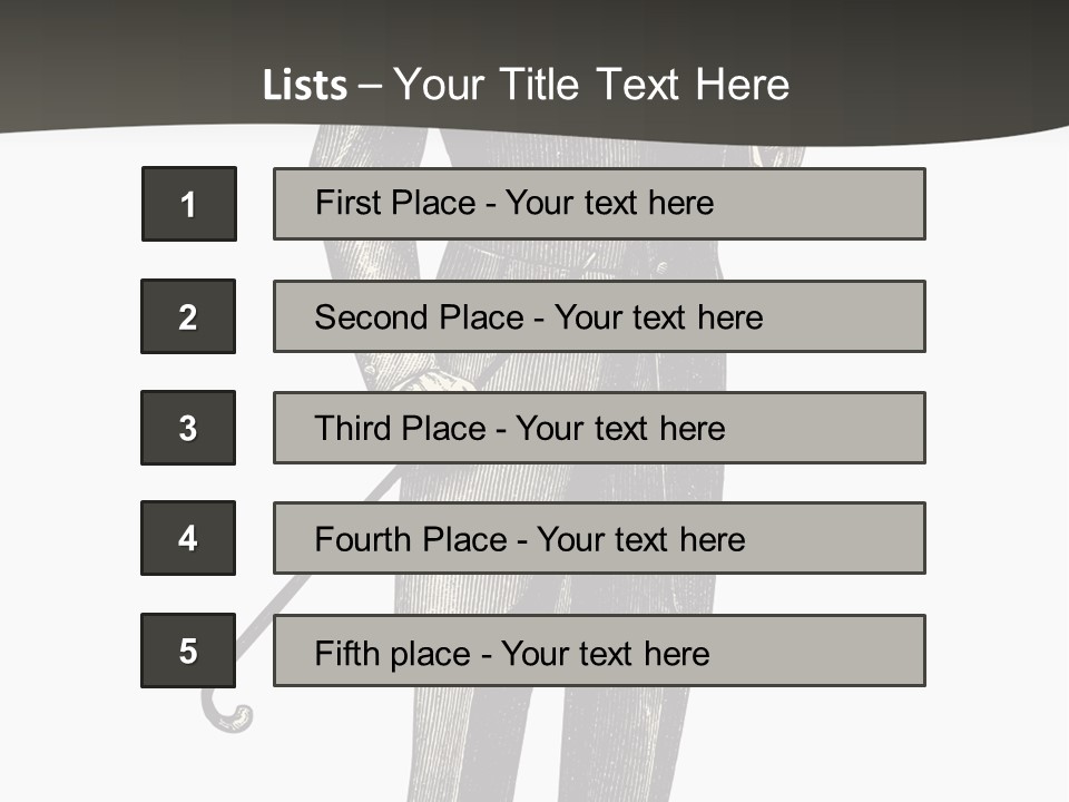 A Man In A Suit And Top Hat Is Holding A Cane PowerPoint Template
