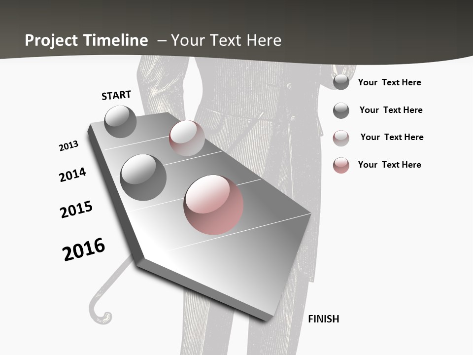 A Man In A Suit And Top Hat Is Holding A Cane PowerPoint Template