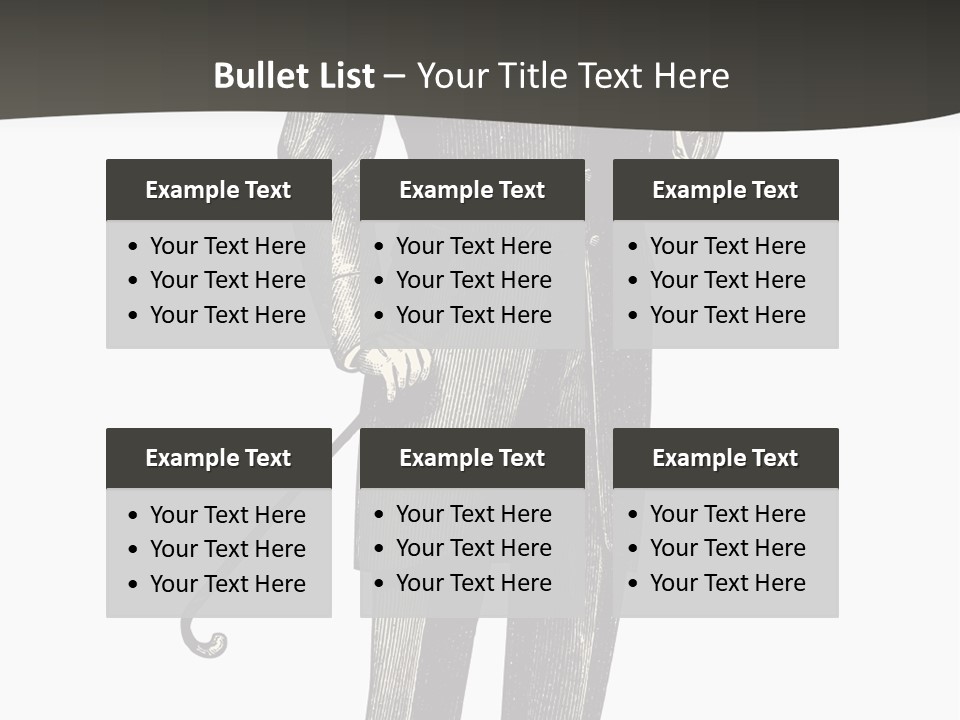 A Man In A Suit And Top Hat Is Holding A Cane PowerPoint Template