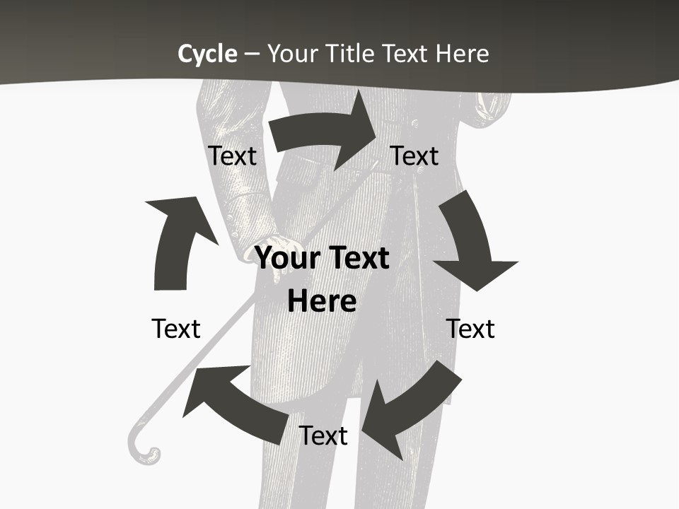 A Man In A Suit And Top Hat Is Holding A Cane PowerPoint Template