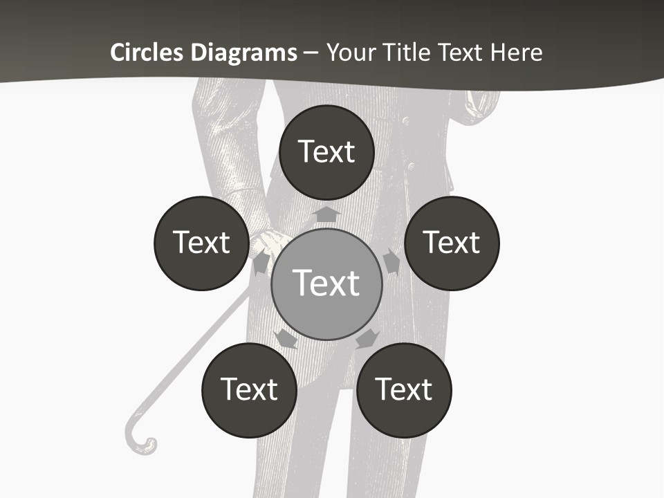 A Man In A Suit And Top Hat Is Holding A Cane PowerPoint Template