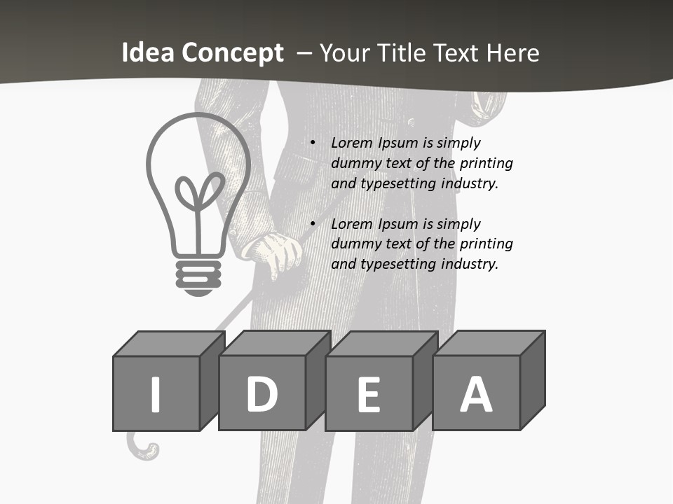 A Man In A Suit And Top Hat Is Holding A Cane PowerPoint Template