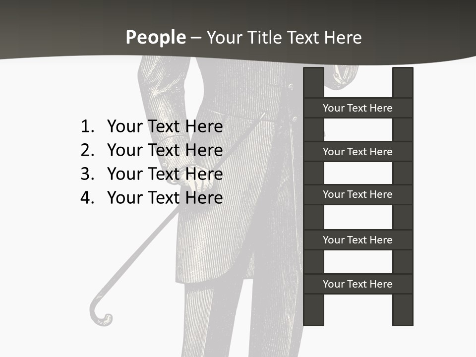 A Man In A Suit And Top Hat Is Holding A Cane PowerPoint Template