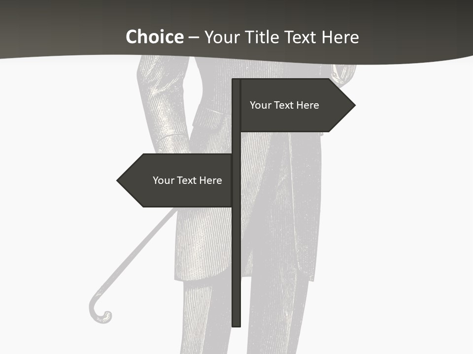 A Man In A Suit And Top Hat Is Holding A Cane PowerPoint Template