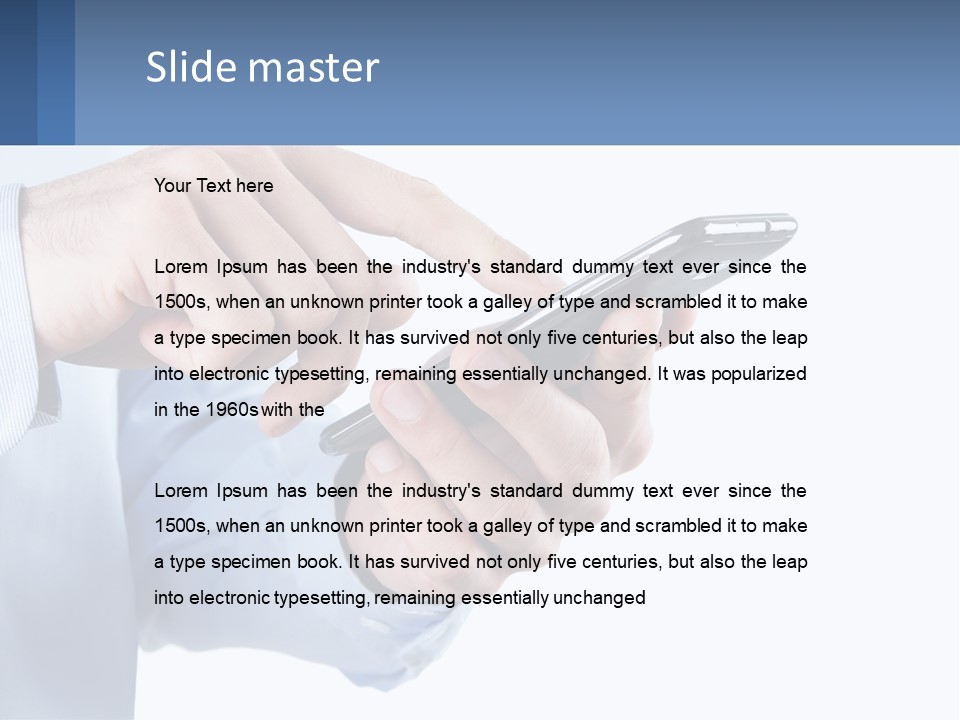 A Man Holding A Cell Phone In His Hand PowerPoint Template