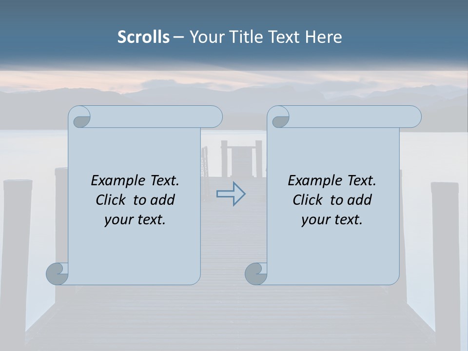 A Wooden Dock With Mountains In The Background PowerPoint Template