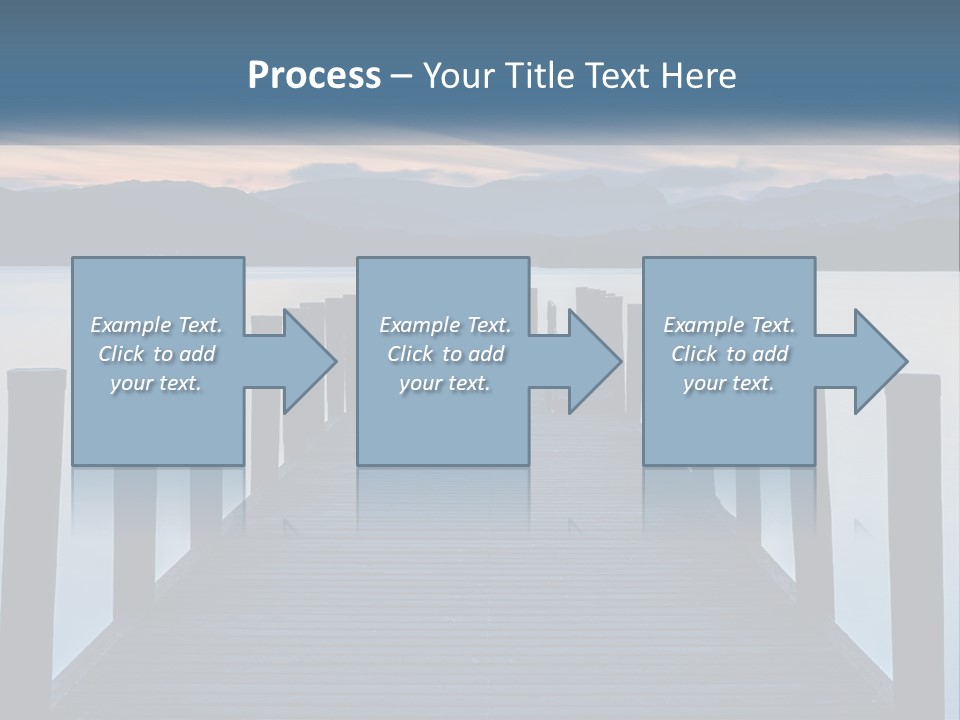 A Wooden Dock With Mountains In The Background PowerPoint Template