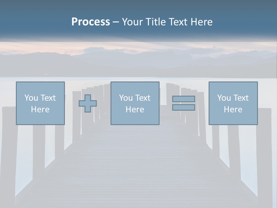 A Wooden Dock With Mountains In The Background PowerPoint Template