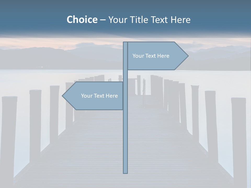 A Wooden Dock With Mountains In The Background PowerPoint Template