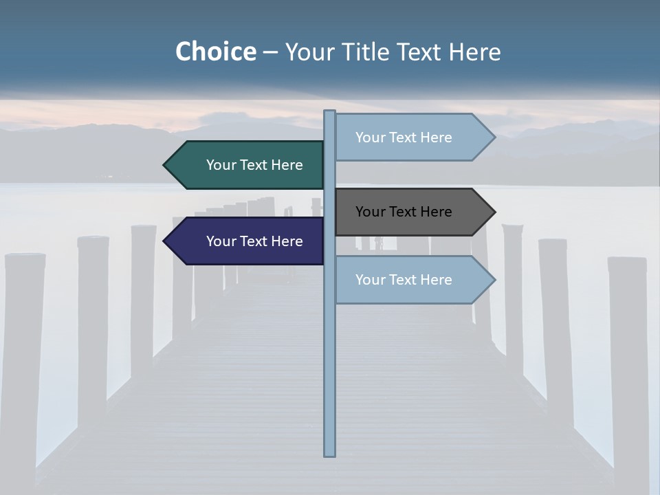 A Wooden Dock With Mountains In The Background PowerPoint Template