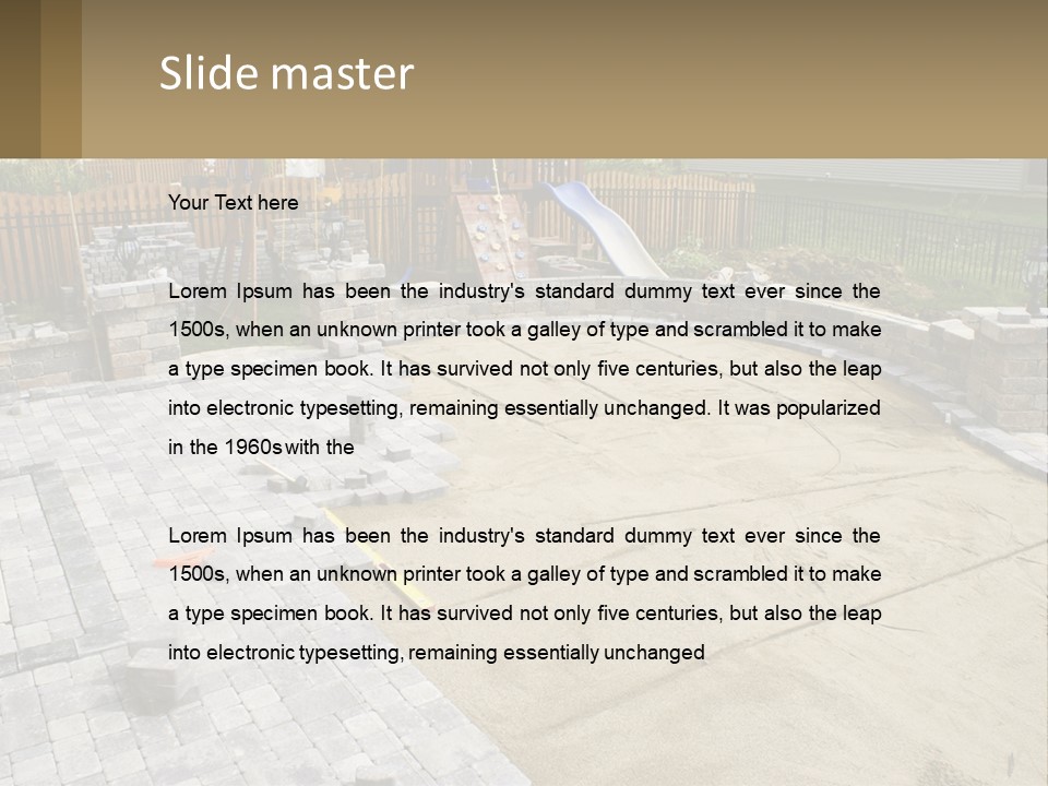 A Backyard With A Slide And A Playground In The Background PowerPoint Template