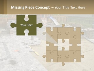 A Backyard With A Slide And A Playground In The Background PowerPoint Template