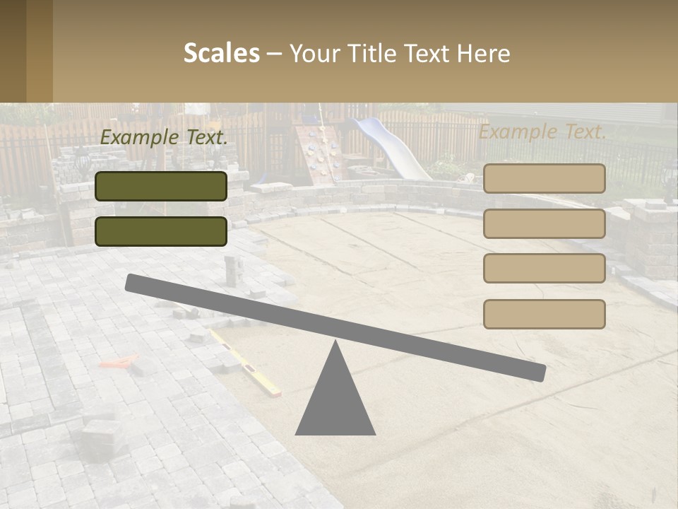 A Backyard With A Slide And A Playground In The Background PowerPoint Template