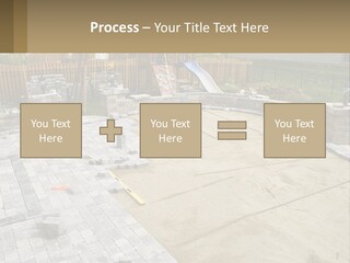 A Backyard With A Slide And A Playground In The Background PowerPoint Template