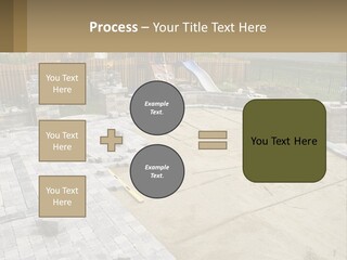 A Backyard With A Slide And A Playground In The Background PowerPoint Template
