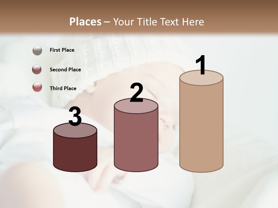 A Baby Sleeping On A Bed With A White Hat PowerPoint Template