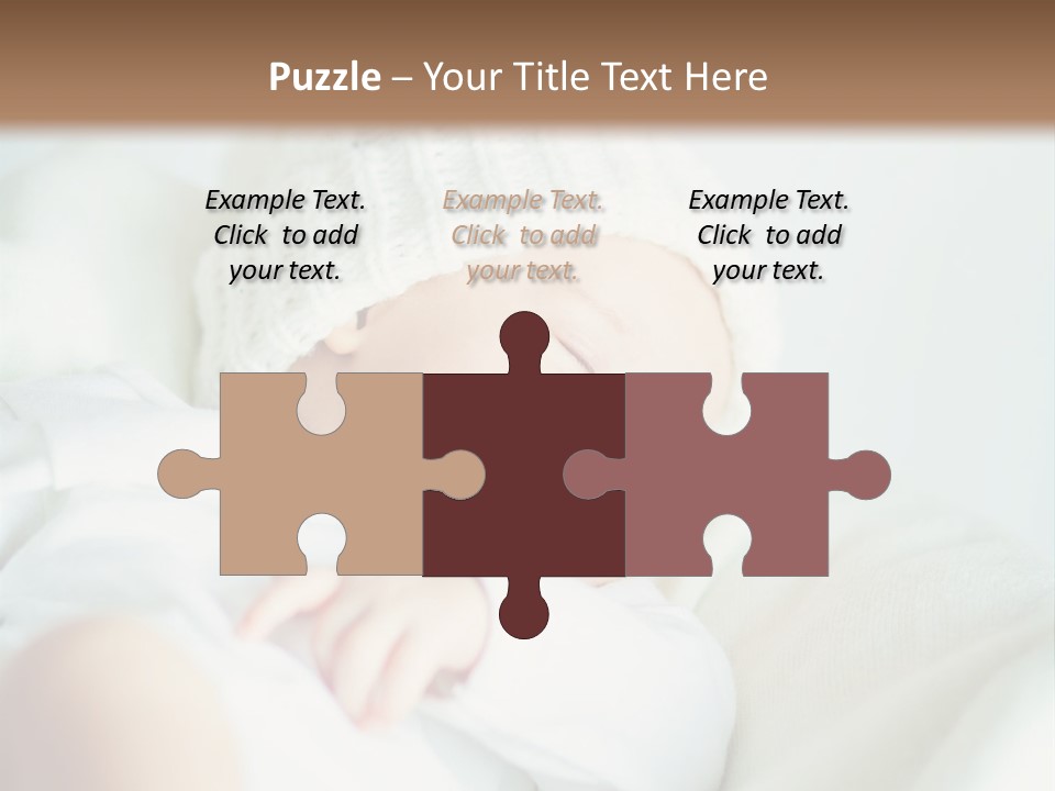 A Baby Sleeping On A Bed With A White Hat PowerPoint Template