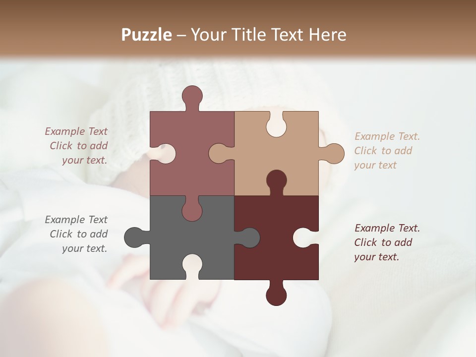 A Baby Sleeping On A Bed With A White Hat PowerPoint Template