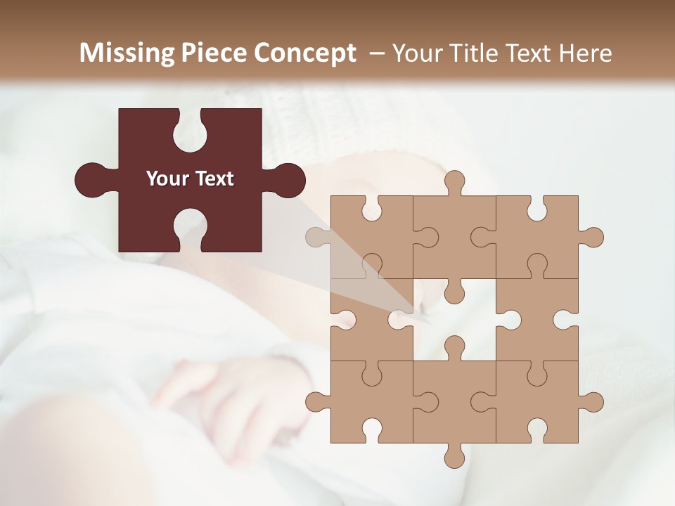 A Baby Sleeping On A Bed With A White Hat PowerPoint Template