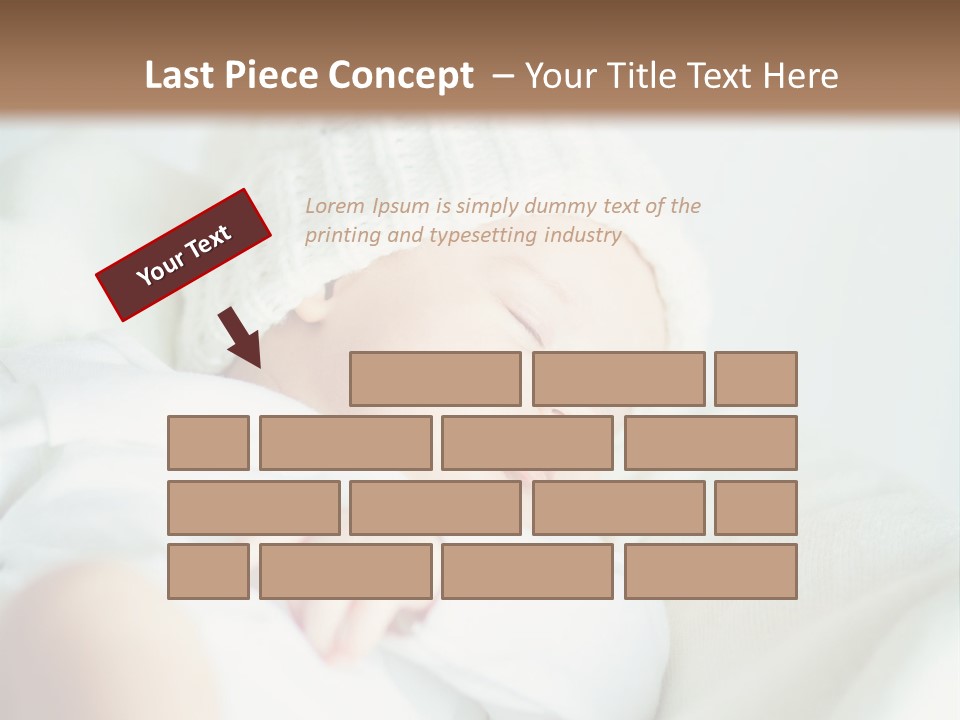 A Baby Sleeping On A Bed With A White Hat PowerPoint Template