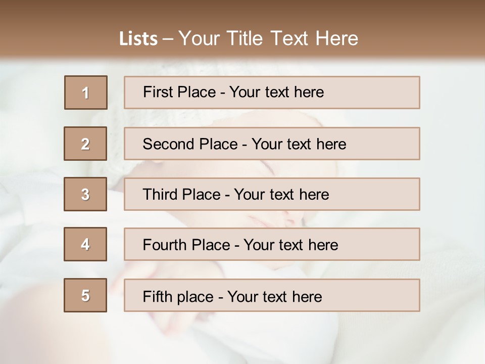 A Baby Sleeping On A Bed With A White Hat PowerPoint Template