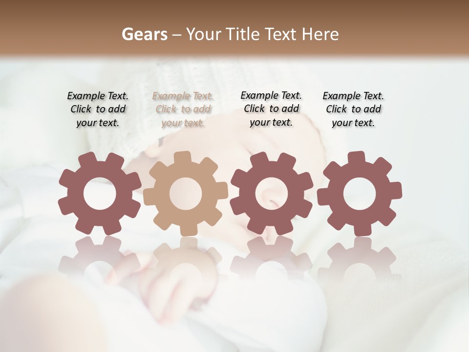 A Baby Sleeping On A Bed With A White Hat PowerPoint Template