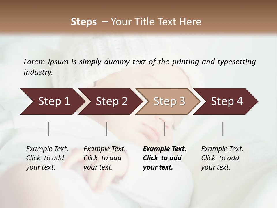 A Baby Sleeping On A Bed With A White Hat PowerPoint Template