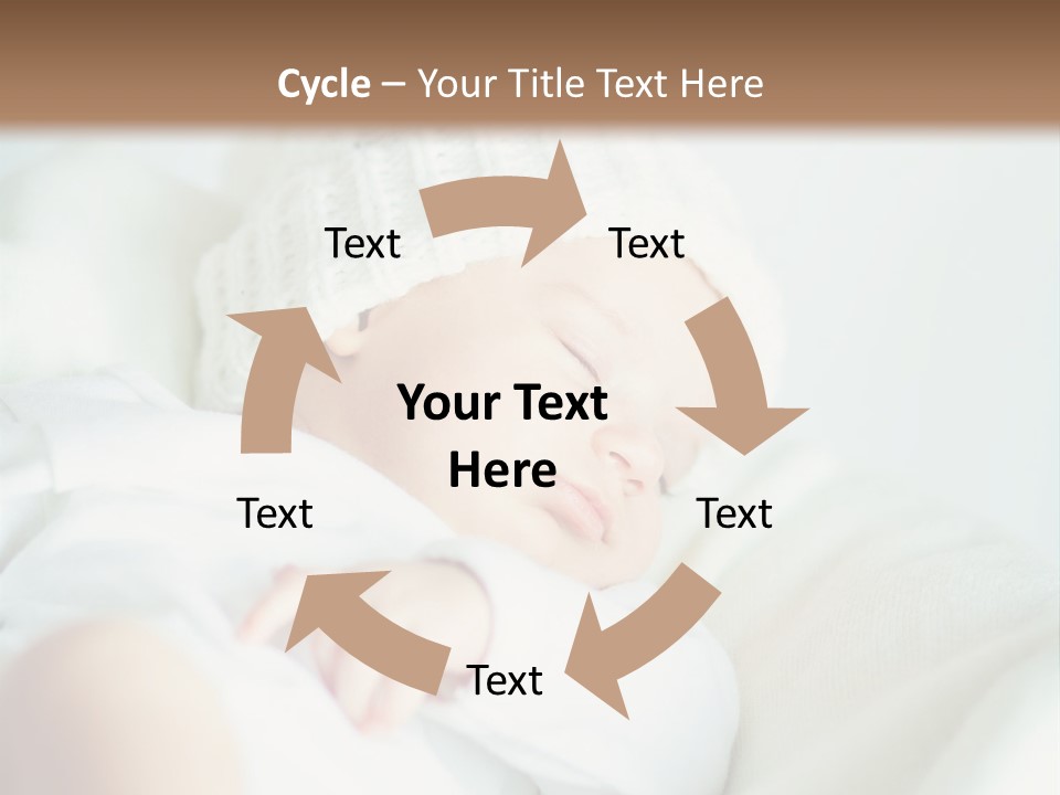 A Baby Sleeping On A Bed With A White Hat PowerPoint Template