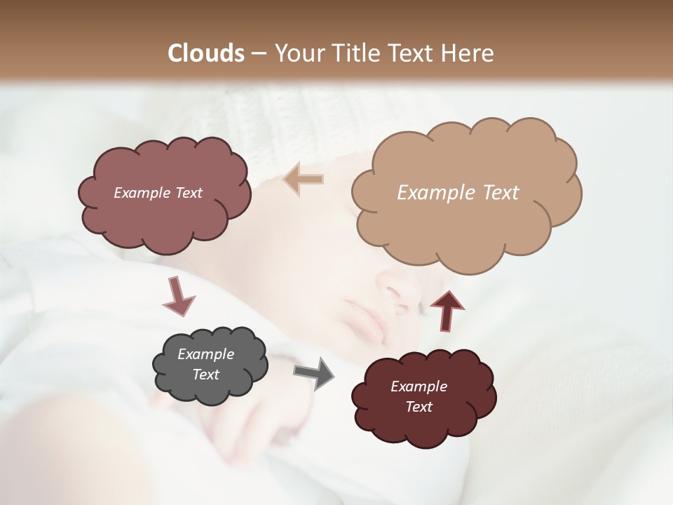 A Baby Sleeping On A Bed With A White Hat PowerPoint Template