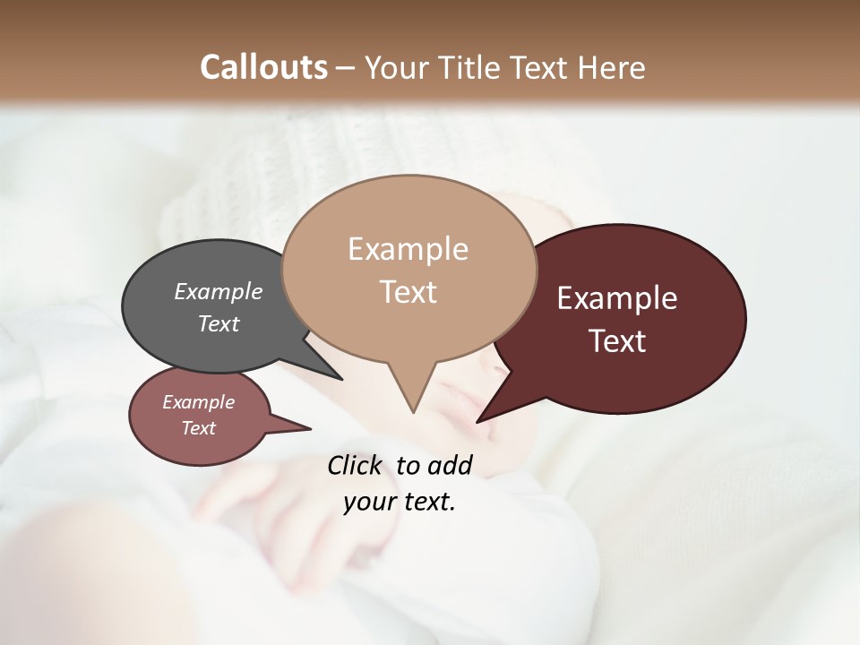 A Baby Sleeping On A Bed With A White Hat PowerPoint Template