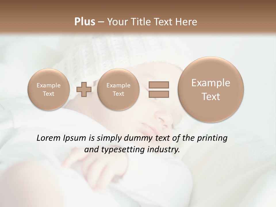 A Baby Sleeping On A Bed With A White Hat PowerPoint Template