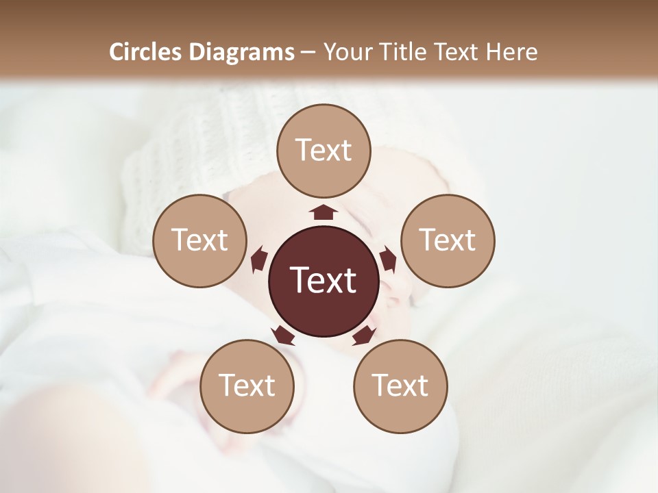 A Baby Sleeping On A Bed With A White Hat PowerPoint Template