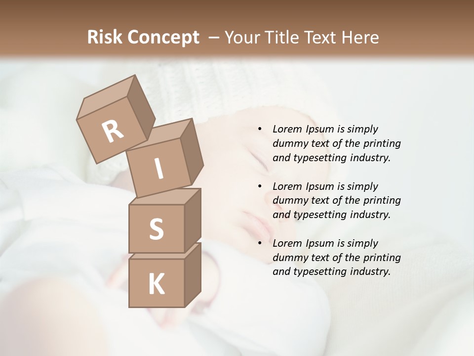 A Baby Sleeping On A Bed With A White Hat PowerPoint Template