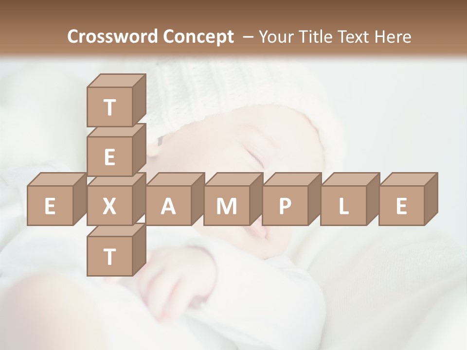 A Baby Sleeping On A Bed With A White Hat PowerPoint Template