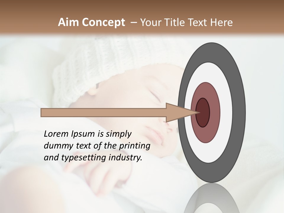 A Baby Sleeping On A Bed With A White Hat PowerPoint Template