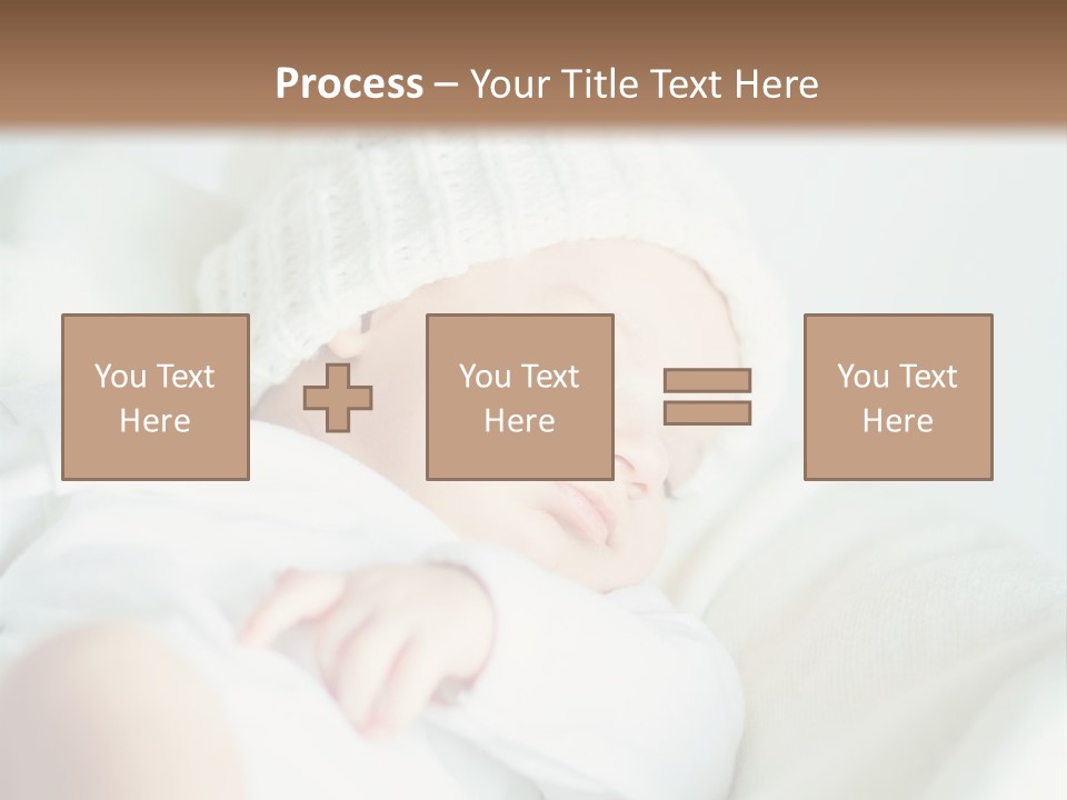 A Baby Sleeping On A Bed With A White Hat PowerPoint Template