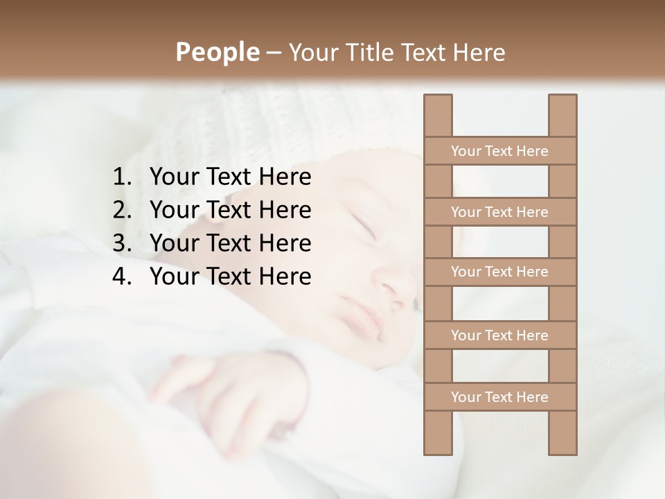 A Baby Sleeping On A Bed With A White Hat PowerPoint Template