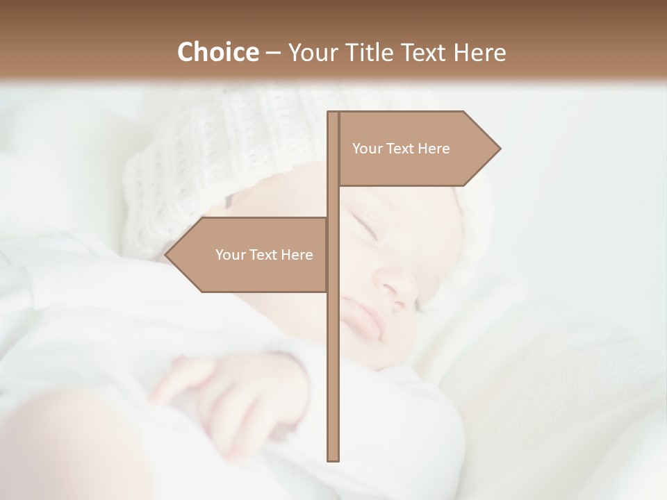 A Baby Sleeping On A Bed With A White Hat PowerPoint Template