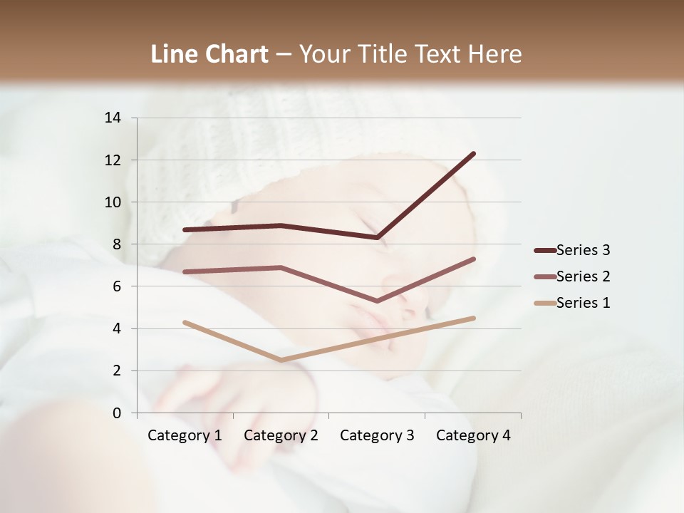 A Baby Sleeping On A Bed With A White Hat PowerPoint Template