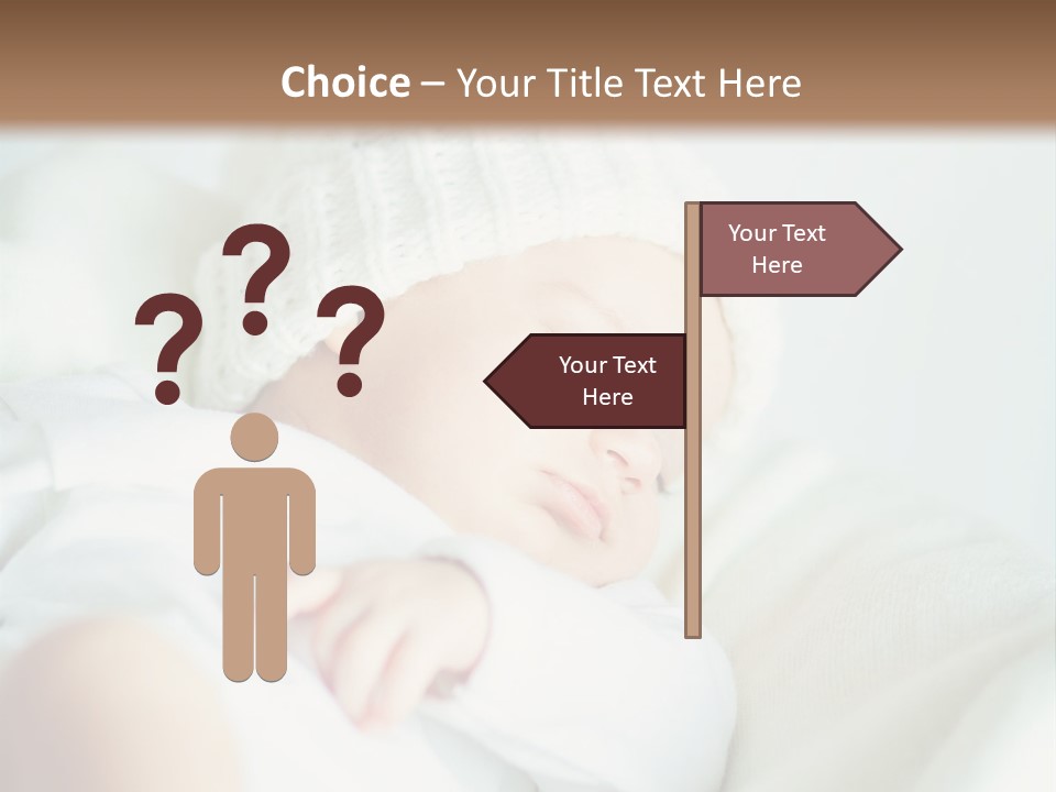 A Baby Sleeping On A Bed With A White Hat PowerPoint Template