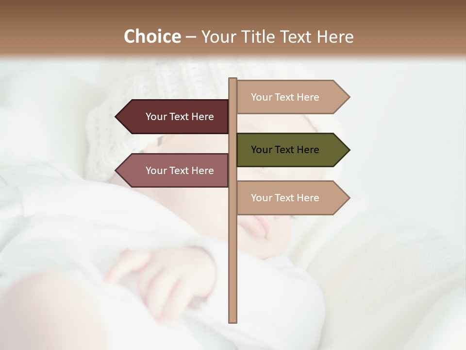 A Baby Sleeping On A Bed With A White Hat PowerPoint Template