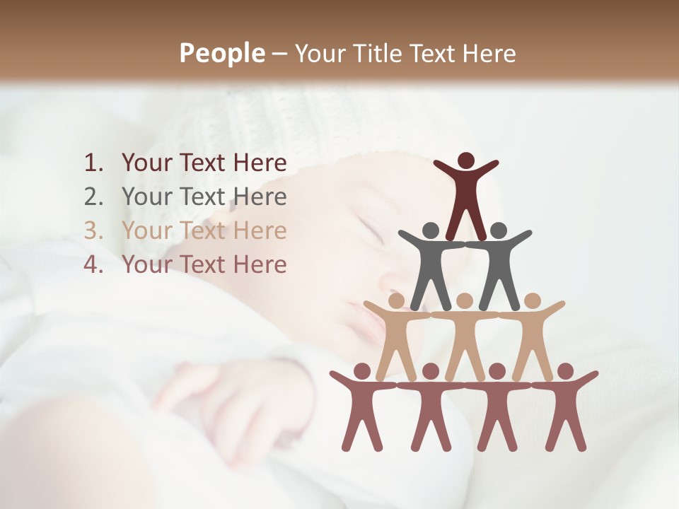 A Baby Sleeping On A Bed With A White Hat PowerPoint Template