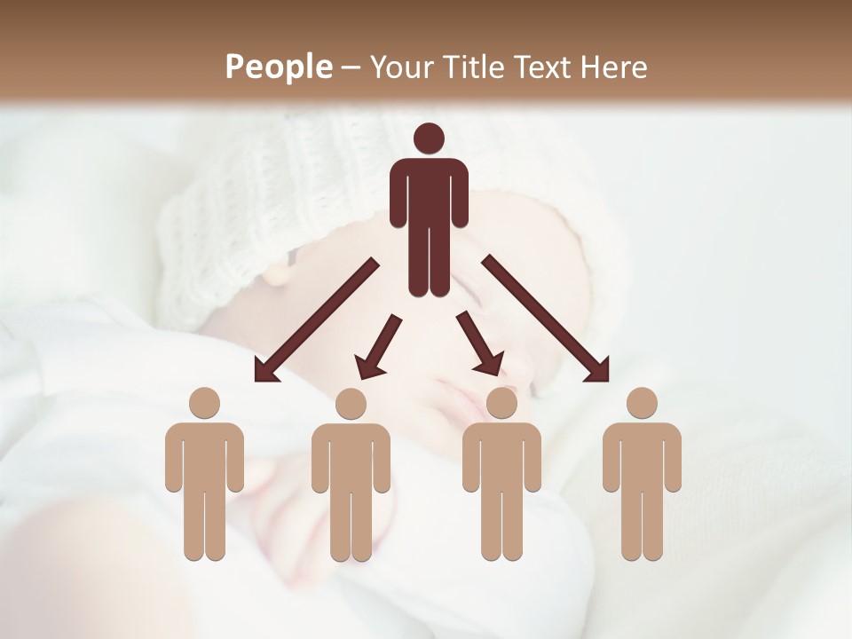 A Baby Sleeping On A Bed With A White Hat PowerPoint Template