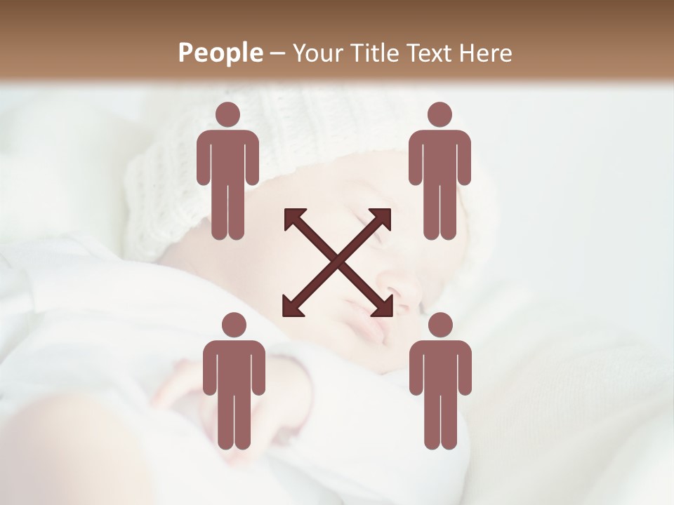 A Baby Sleeping On A Bed With A White Hat PowerPoint Template