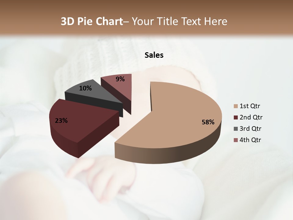 A Baby Sleeping On A Bed With A White Hat PowerPoint Template