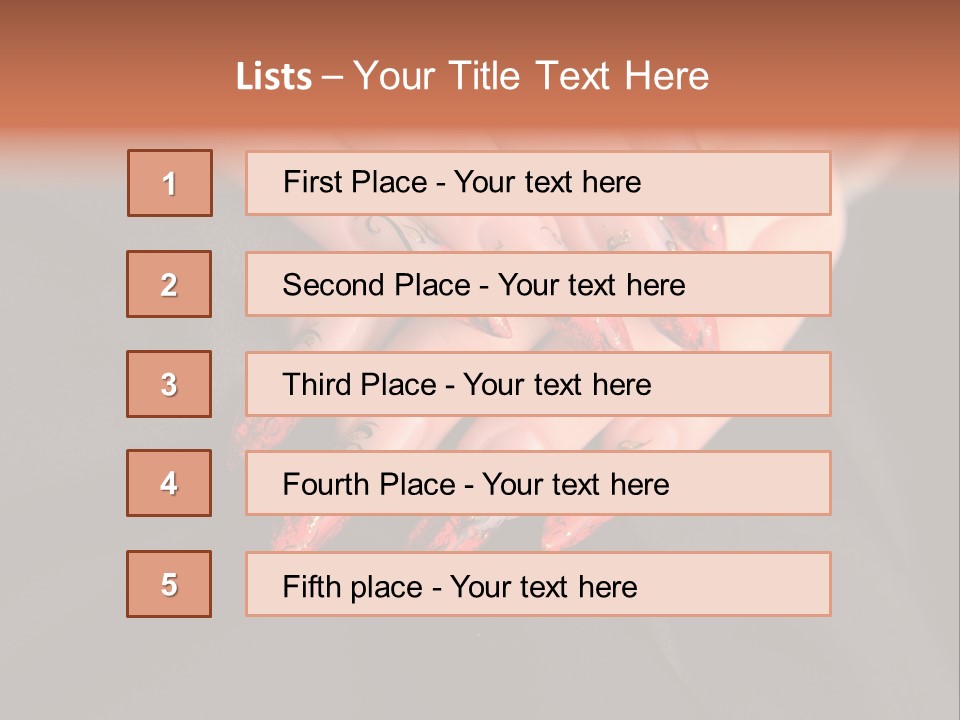 A Woman's Hand With A Red And Black Manicure PowerPoint Template