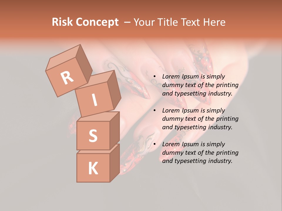 A Woman's Hand With A Red And Black Manicure PowerPoint Template