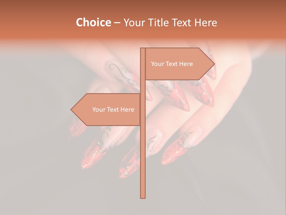 A Woman's Hand With A Red And Black Manicure PowerPoint Template